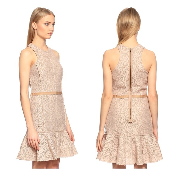 Lanvin Dresses & Skirts - LANVIN dress mini beige pink lace size FR 38 US 6 peplum cocktail bridesmaid NWT